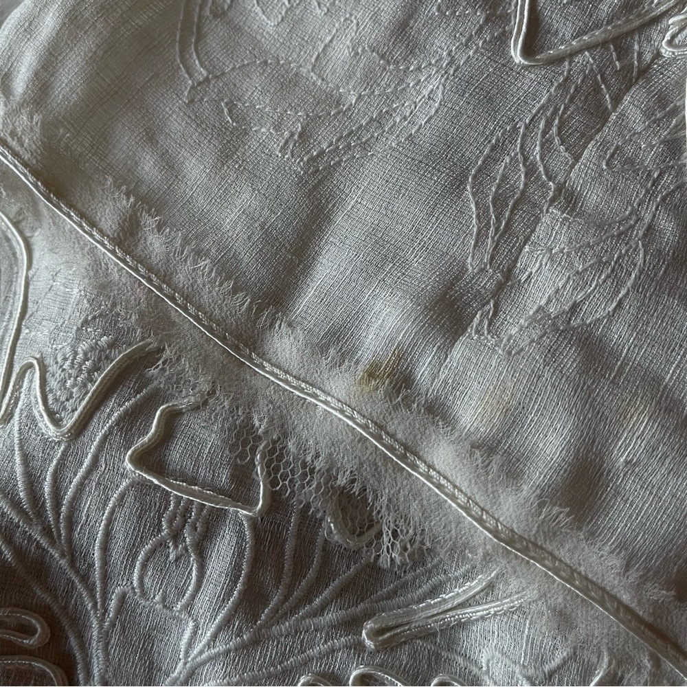 BCBGMaxAzria Runway Simona Silk Linen Eyelet Lace Mini Dress Romantic Angelcore - Picture 9 of 10